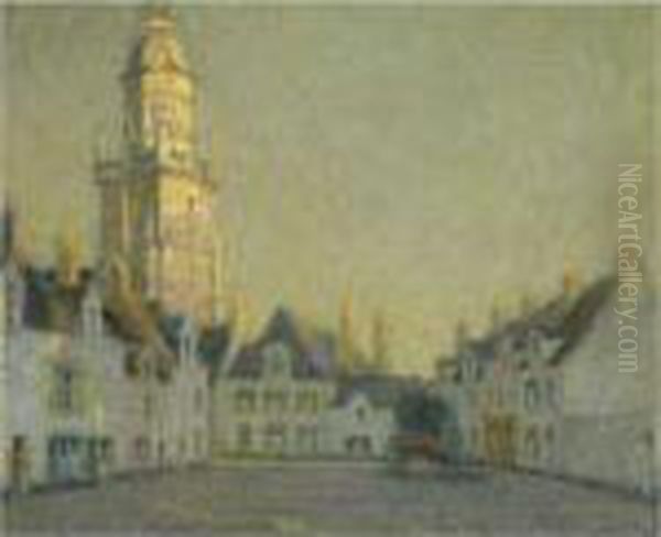 La Place, Le Croisic Oil Painting by Henri Eugene Augustin Le Sidaner