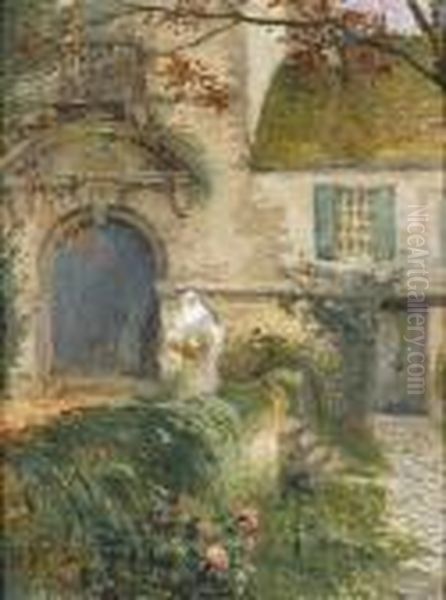 Jardin De La Maison De Mouy, Nemours Oil Painting by Henri Eugene Augustin Le Sidaner