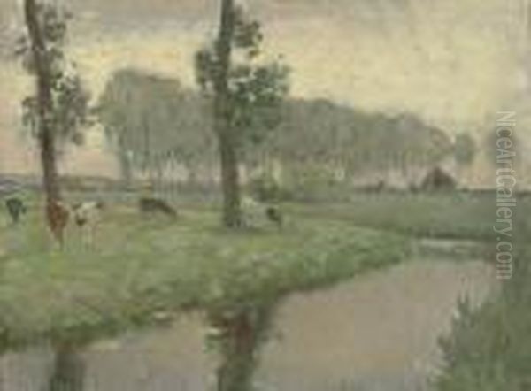 La Prairie Au Bord De L'eau Oil Painting by Henri Eugene Augustin Le Sidaner