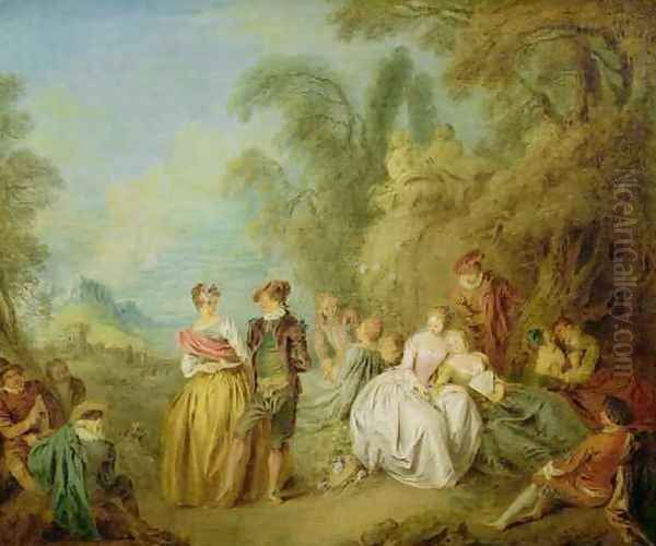 Watching the Dance, 1720s Oil Painting by Jean-Baptiste Joseph Pater