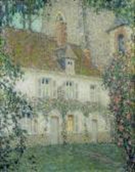 La Maison De L'eglise, Gerberoy Oil Painting by Henri Eugene Augustin Le Sidaner