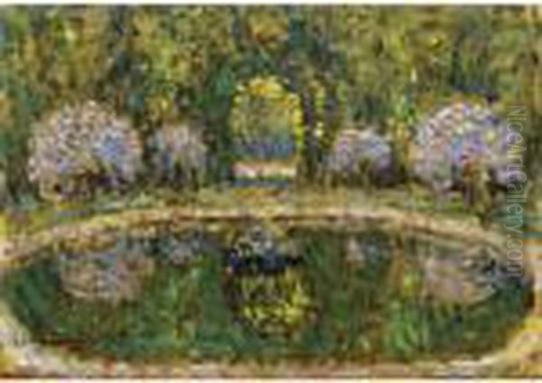 Bassin De Trianon Oil Painting by Henri Eugene Augustin Le Sidaner