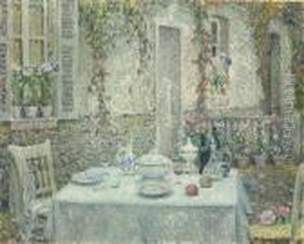 La Table Blanche, Gerberoy Oil Painting by Henri Eugene Augustin Le Sidaner