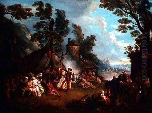 The Party in the Army Camp Oil Painting by Jean-Baptiste Joseph Pater