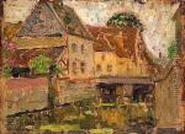 Le Canal A Gisors Oil Painting by Henri Eugene Augustin Le Sidaner