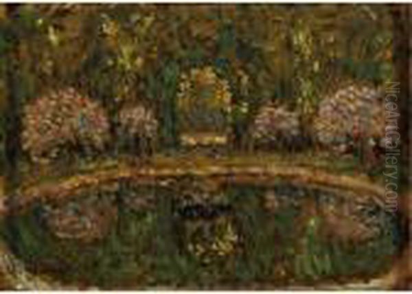 Bassin De Trianon Oil Painting by Henri Eugene Augustin Le Sidaner