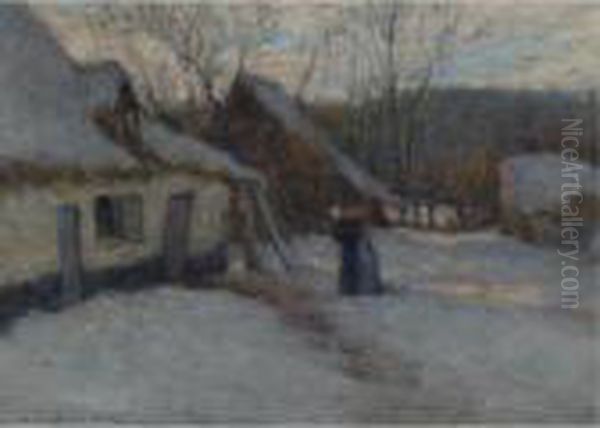 Paysage De Neige, Etaples Oil Painting by Henri Eugene Augustin Le Sidaner