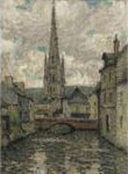 L'eglise, Harfleur Oil Painting by Henri Eugene Augustin Le Sidaner