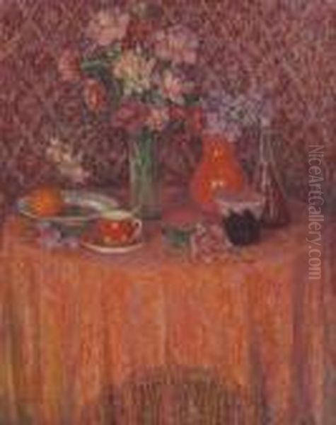 Le Table, Harmonie Rouge Oil Painting by Henri Eugene Augustin Le Sidaner