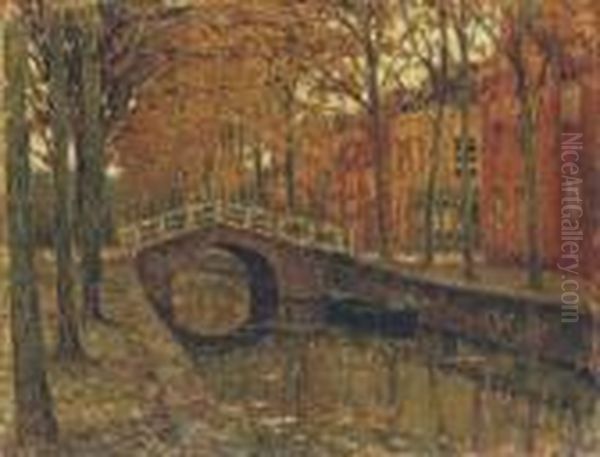 Le Canal, Delft Oil Painting by Henri Eugene Augustin Le Sidaner