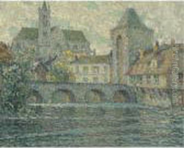 L'eglise Et Le Pont Oil Painting by Henri Eugene Augustin Le Sidaner