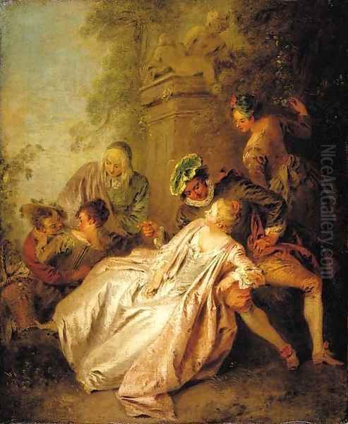 Conversation galante dans un parc Oil Painting by Jean-Baptiste Joseph Pater