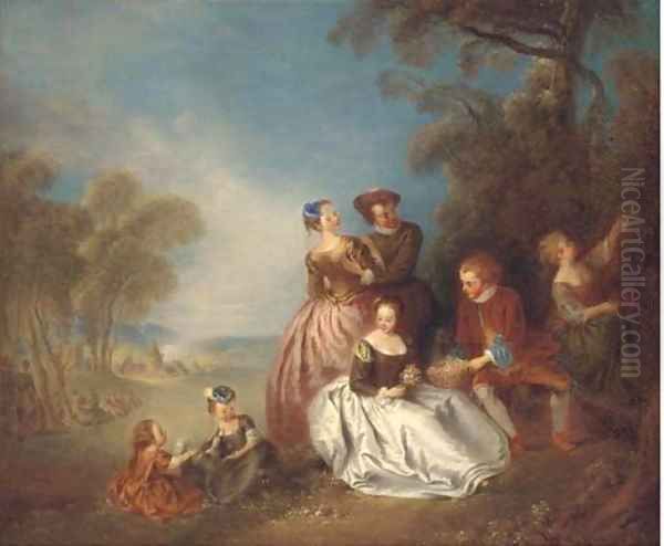 A fete champetre 2 Oil Painting by Jean-Baptiste Joseph Pater