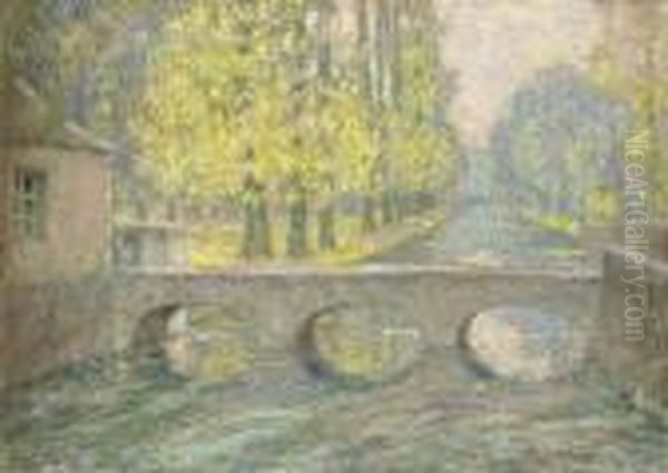 Le Pont, Gisors, Automne Oil Painting by Henri Eugene Augustin Le Sidaner