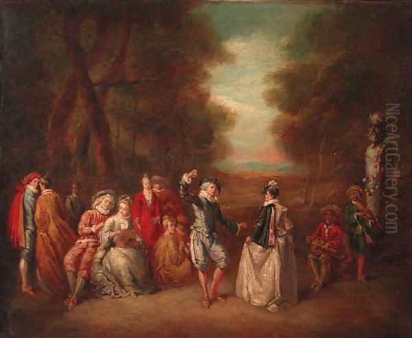 A fte champtre in a landscape Oil Painting by Jean-Baptiste Joseph Pater