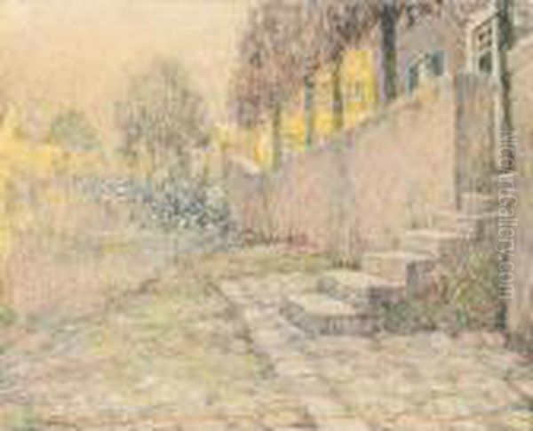 L'escalier Sur La Rive Oil Painting by Henri Eugene Augustin Le Sidaner