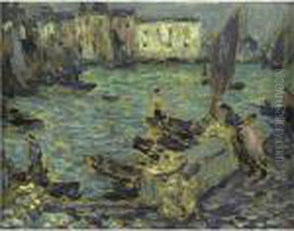 Le Port De Peche by Henri Eugene Augustin Le Sidaner