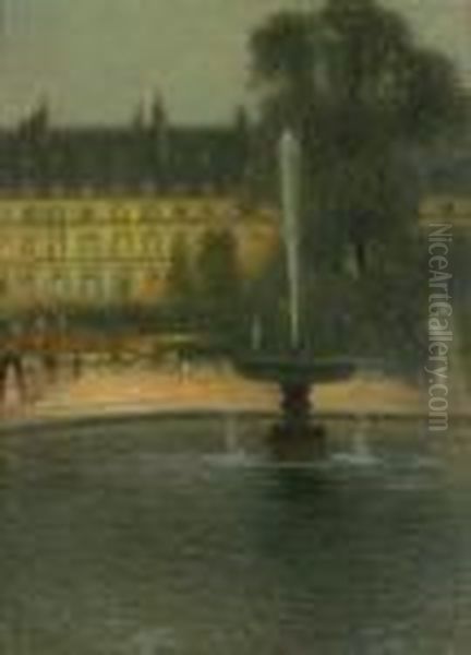 Le Bassin Des Tuileries, Paris Oil Painting by Henri Eugene Augustin Le Sidaner