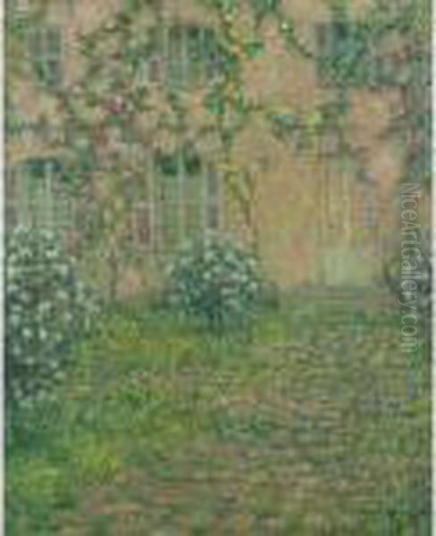 La Maison Aux Roses Oil Painting by Henri Eugene Augustin Le Sidaner