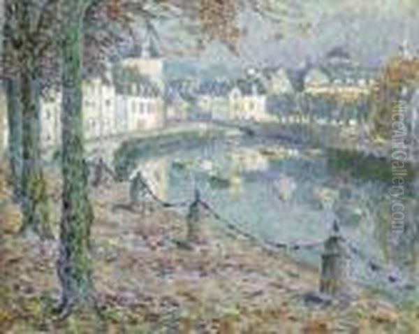 La Petite Ville Au Matin, Quimperle Oil Painting by Henri Eugene Augustin Le Sidaner