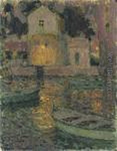 Le Maison Des Pecheurs Oil Painting by Henri Eugene Augustin Le Sidaner