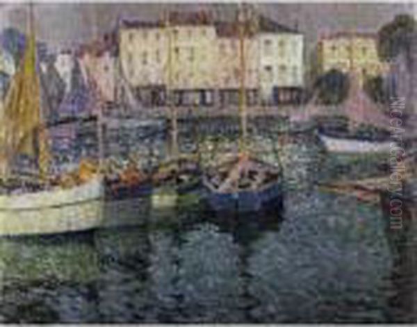 Les Barques Oil Painting by Henri Eugene Augustin Le Sidaner