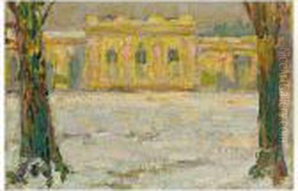 Le Trianon A Versailles Sous La Neige Oil Painting by Henri Eugene Augustin Le Sidaner