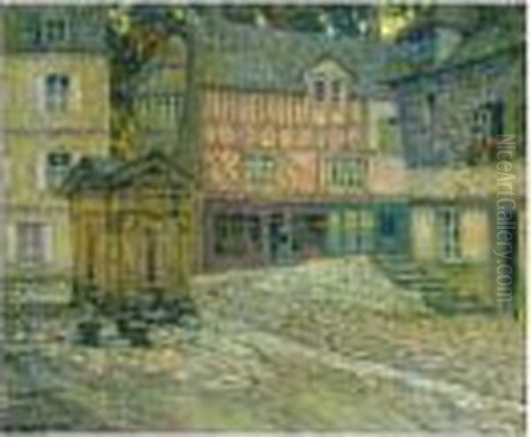 La Place Du Puits, Honfleur Oil Painting by Henri Eugene Augustin Le Sidaner