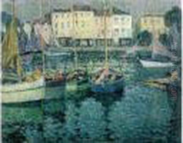 Les Barques Bleues, Le Croisic Oil Painting by Henri Eugene Augustin Le Sidaner