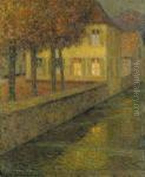 La Maison Du Canal Oil Painting by Henri Eugene Augustin Le Sidaner