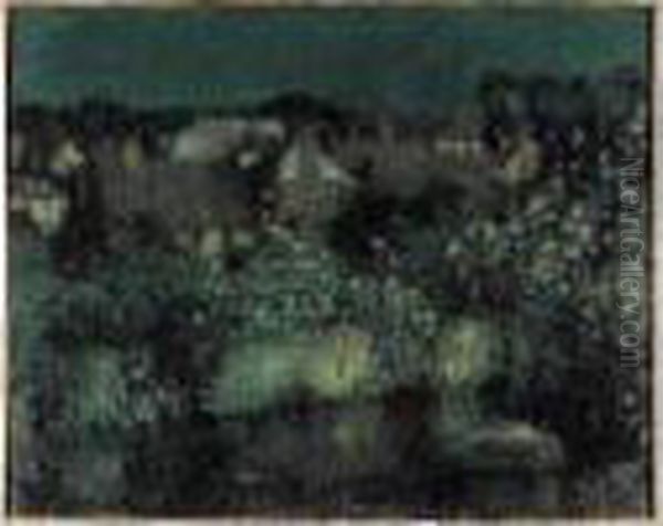 Les Toits Au Clair De Lune, Mouy (oise) Oil Painting by Henri Eugene Augustin Le Sidaner