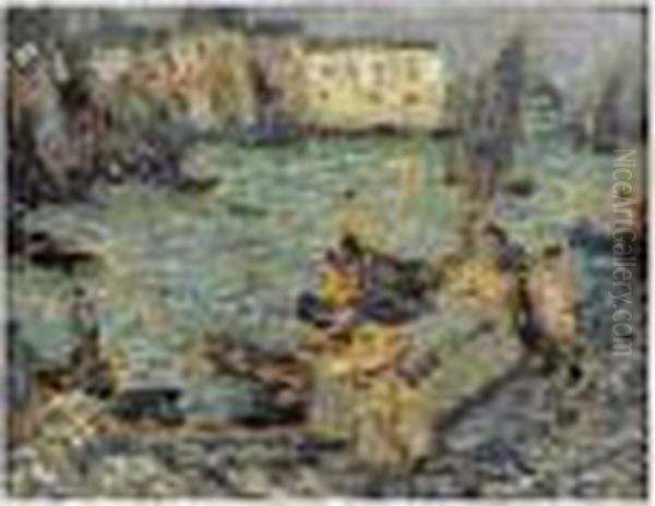 Le Port De Peche, Circa 1923 Oil Painting by Henri Eugene Augustin Le Sidaner