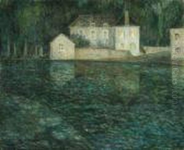 Clair De Lune Sur La Rivire Oil Painting by Henri Eugene Augustin Le Sidaner