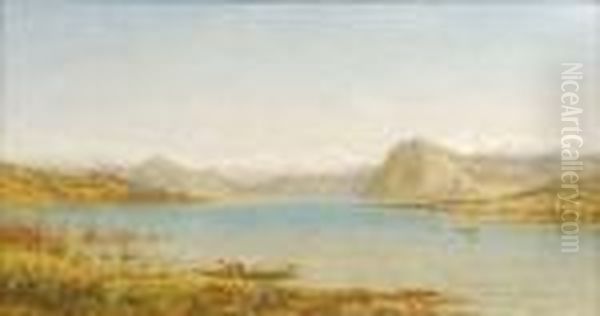 An Italianate Landscape Oil Painting by Benjamin Williams Leader