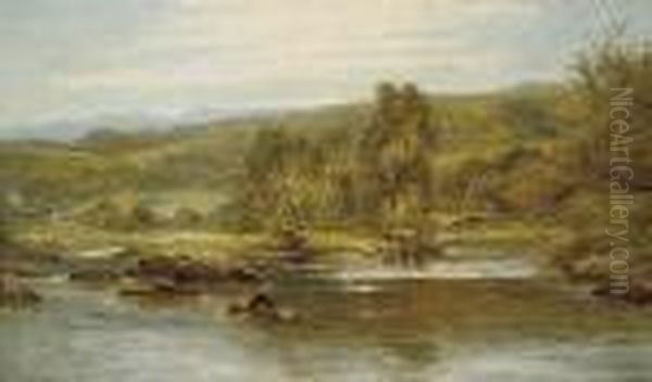 On The Llugwy, Below Capel Curig Oil Painting by Benjamin Williams Leader