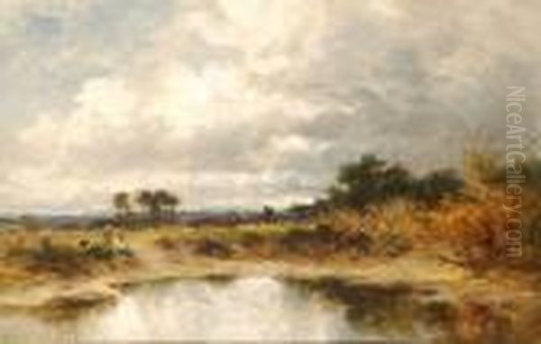 Beside The Pond Oil Painting by Benjamin Williams Leader