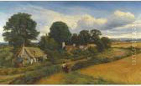 The Cottage Homes Of England Oil Painting by Benjamin Williams Leader