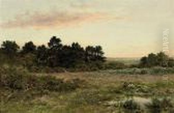 A Surrey Common (near Gomshall) Oil Painting by Benjamin Williams Leader