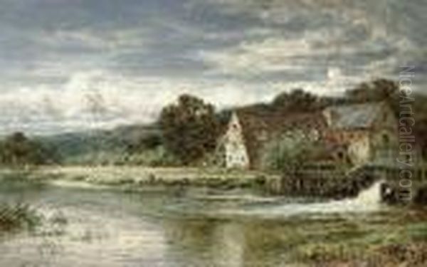 Streatley Mill On The Thames Oil Painting by Benjamin Williams Leader