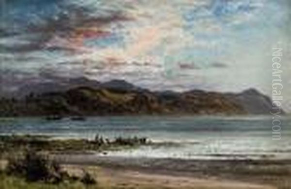 A Coastal Landscape Oil Painting by Benjamin Williams Leader