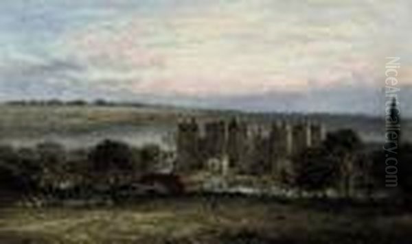 Bodiam Castle From The Hill, Sussex Oil Painting by Benjamin Williams Leader