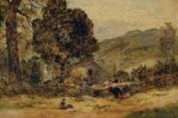 Landschaft Mitcottage Oil Painting by Benjamin Williams Leader