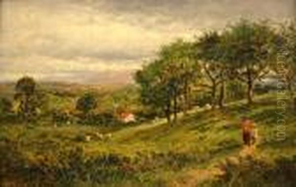 Landscape With Cottage Oil Painting by Benjamin Williams Leader