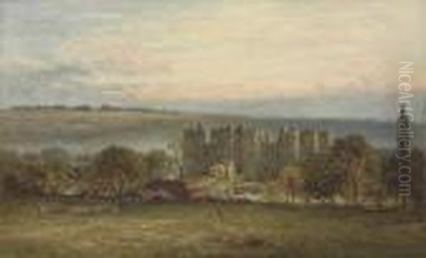 Bodiam Castle From The Hill, Sussex Oil Painting by Benjamin Williams Leader