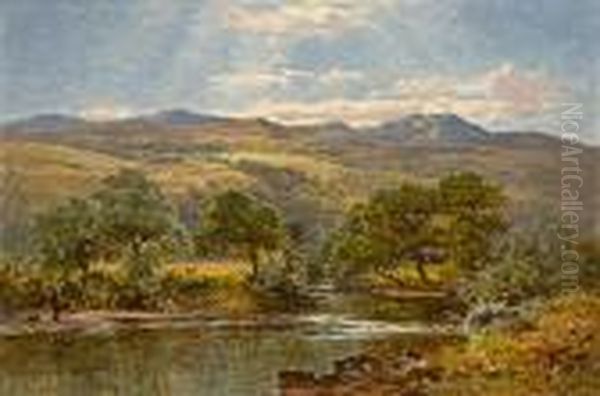 A Fine Day, North Wales Oil Painting by Benjamin Williams Leader