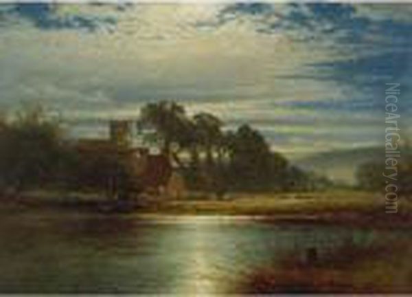 Manor On The River Oil Painting by Benjamin Williams Leader