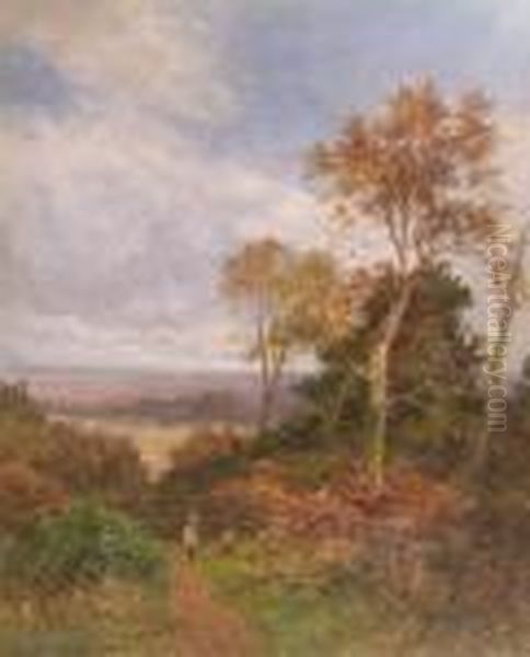 A View Near Dorking Oil Painting by Benjamin Williams Leader