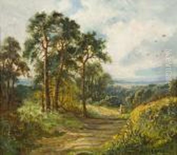 Figure On An Upland Path, Possibly Wales Oil Painting by Benjamin Williams Leader