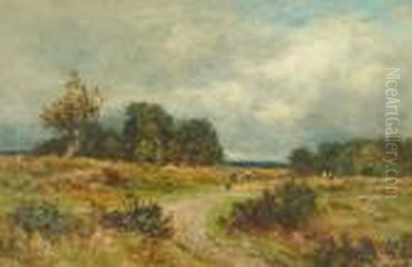 On The Surrey Downs Oil Painting by Benjamin Williams Leader