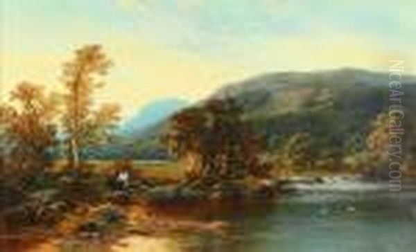 On Conway, Near Wales Oil Painting by Benjamin Williams Leader